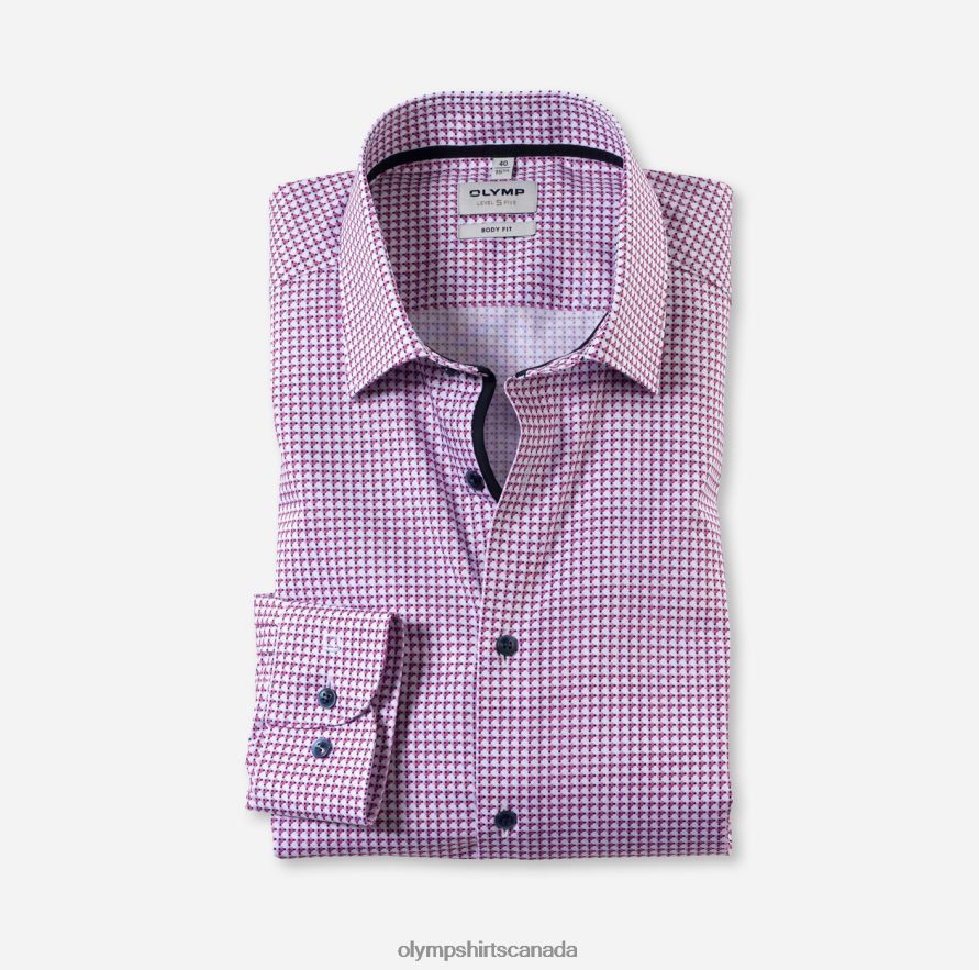 OLYMP Level Five Body Fit, Business Shirt, New York Kent, Fuchsia H2P42H371 Clothing