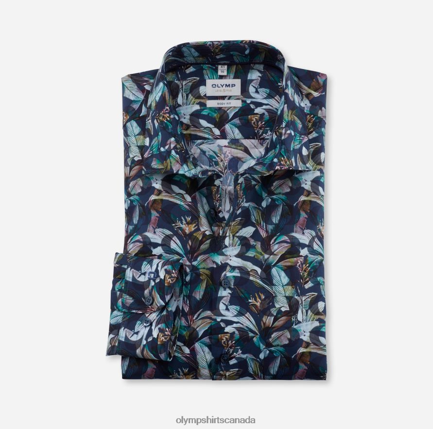 OLYMP Level Five Body Fit, Business Shirt, New York Kent, Marine H2P42H374 Clothing