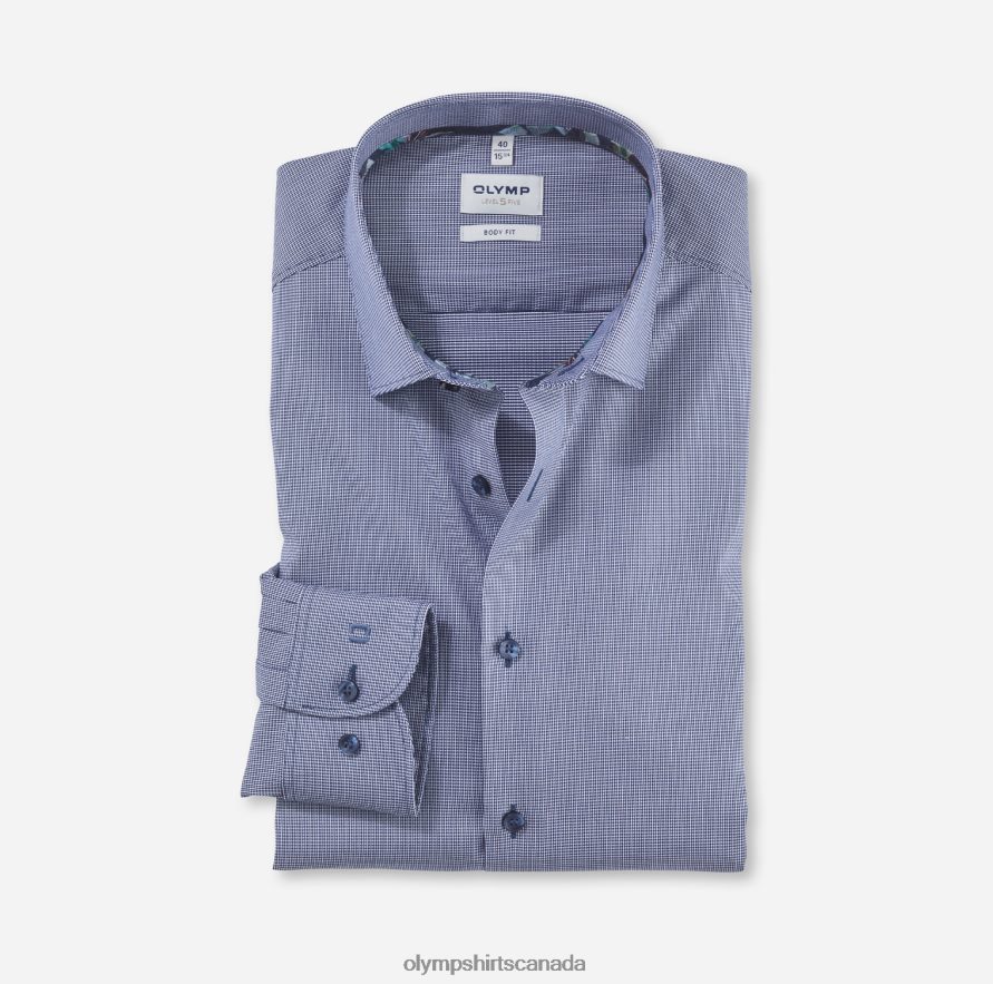 OLYMP Level Five Body Fit, Business Shirt, New York Kent, Marine H2P42H777 Clothing