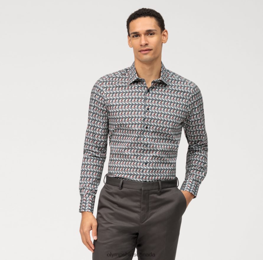 OLYMP Level Five Body Fit, Business Shirt, New York Kent, Olive H2P42H583 Clothing