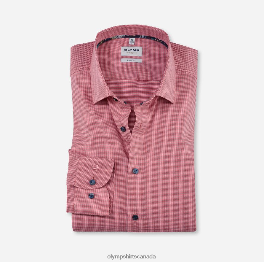 OLYMP Level Five Body Fit, Business Shirt, New York Kent, Red H2P42H715 Clothing