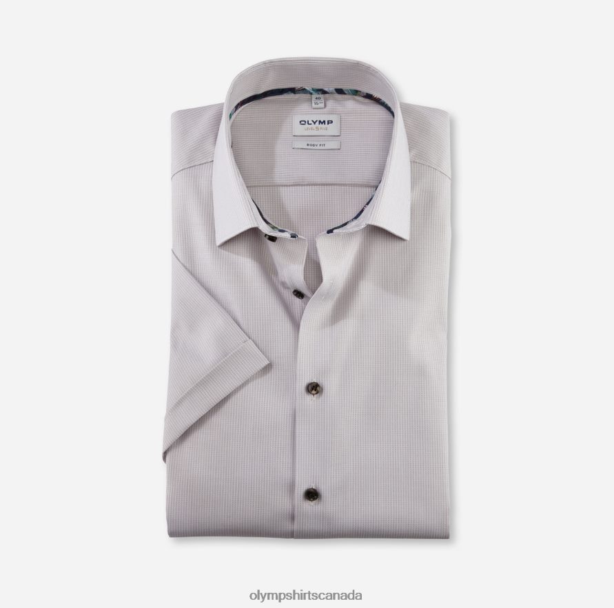 OLYMP Level Five Body Fit, Business Shirt, New York Kent, Taupe H2P42H373 Clothing