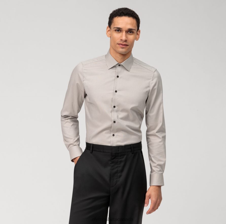 OLYMP Level Five Body Fit, Business Shirt, New York Kent, Taupe H2P42H589 Clothing