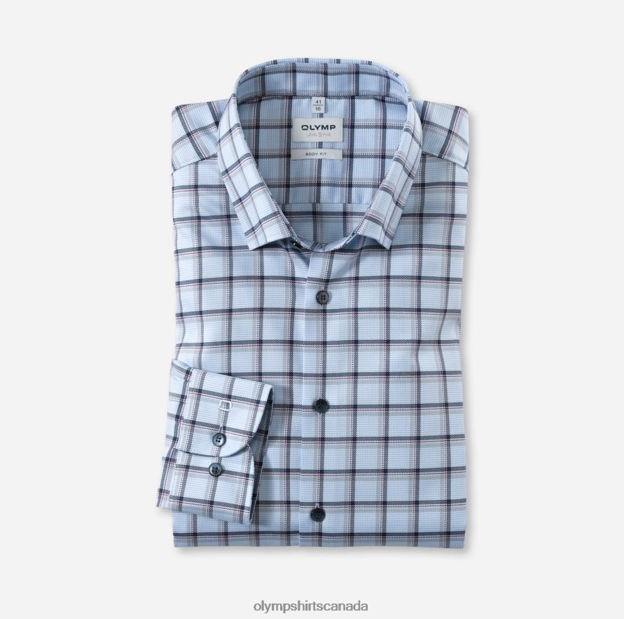 OLYMP Level Five Body Fit, Business Shirt, Under Button-Down, Bleu H2P42H750 Clothing