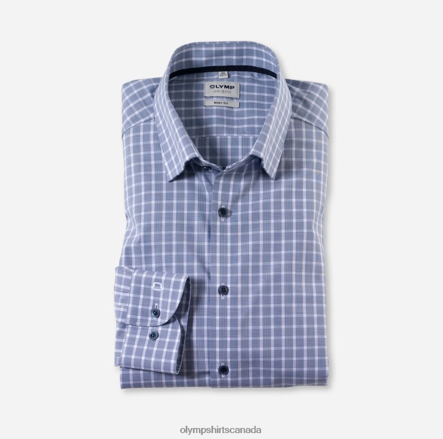 OLYMP Level Five Body Fit, Business Shirt, Under Button-Down, Smoke Blue H2P42H706 Clothing