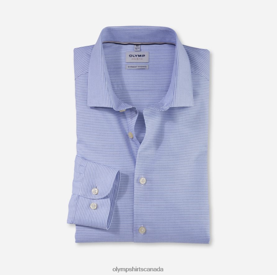 OLYMP Level Five Garment Washed Body Fit, Business Shirt, Kent, Bleu H2P42H490 Clothing