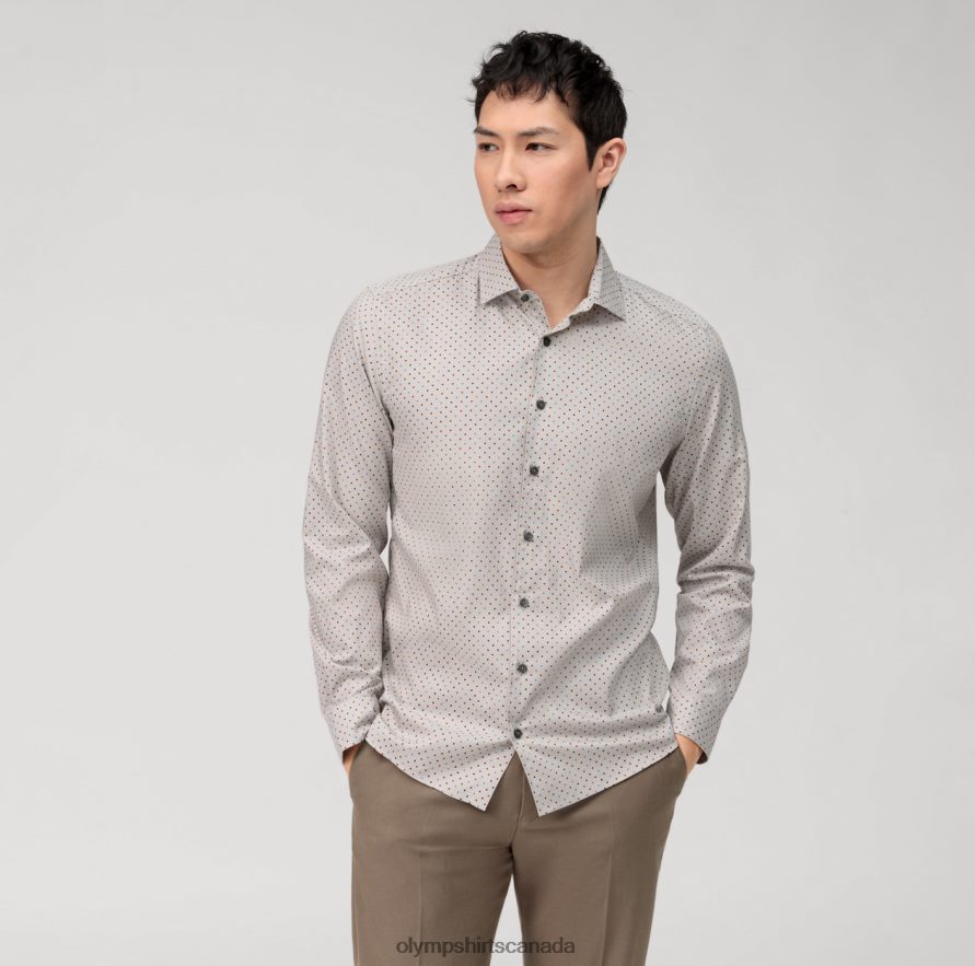 OLYMP Level Five Garment Washed Body Fit, Business Shirt, Kent, Reddish Brown H2P42H564 Clothing