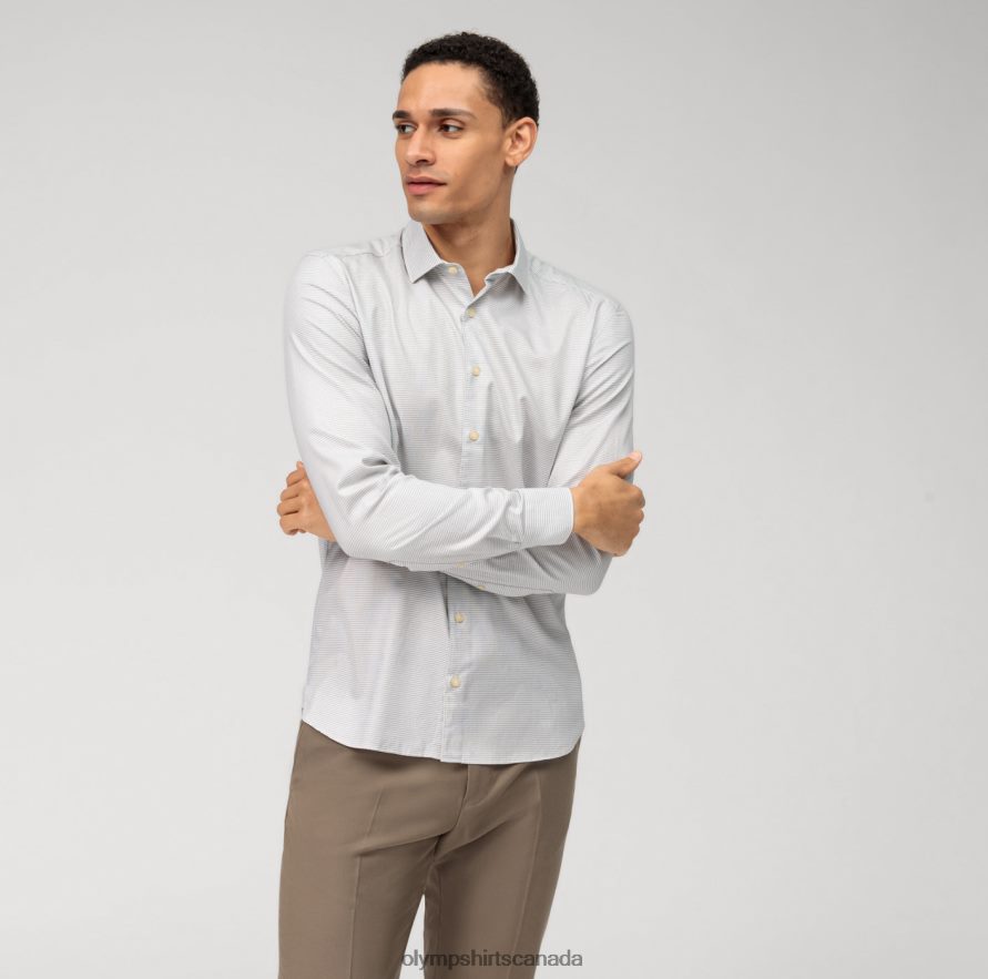 OLYMP Level Five Garment Washed Body Fit, Business Shirt, Kent, Taupe H2P42H568 Clothing