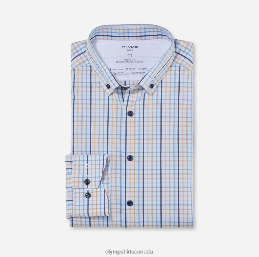 OLYMP Luxor 24/Seven Modern Fit, Business Shirt, Button-Down, Mandarin H2P42H1167 Clothing