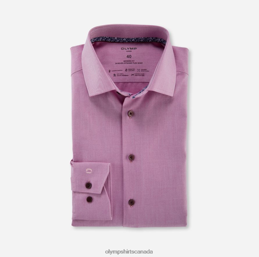 OLYMP Luxor 24/Seven Modern Fit, Business Shirt, Global Kent, Fuchsia H2P42H1200 Clothing