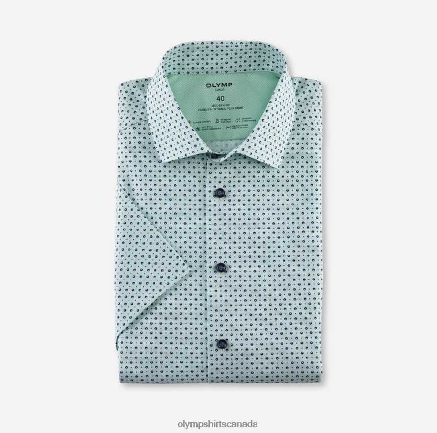 OLYMP Luxor 24/Seven Modern Fit, Business Shirt, Global Kent, Light Green H2P42H1187 Clothing