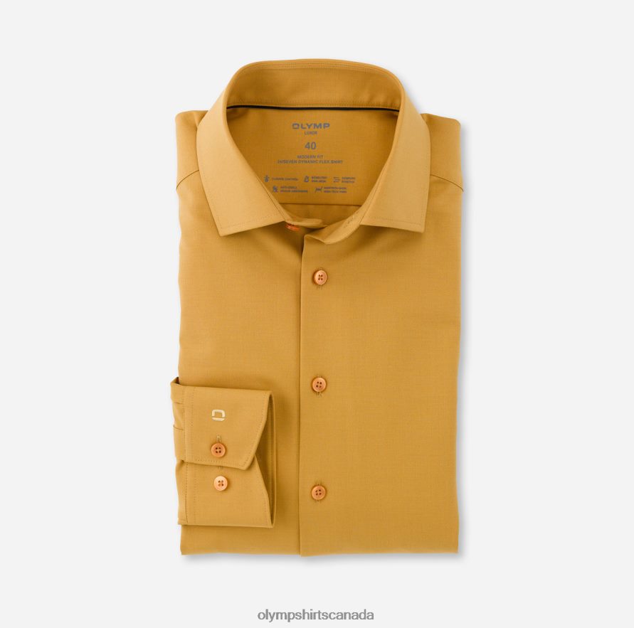 OLYMP Luxor 24/Seven Modern Fit, Business Shirt, Global Kent, Maize H2P42H1356 Clothing