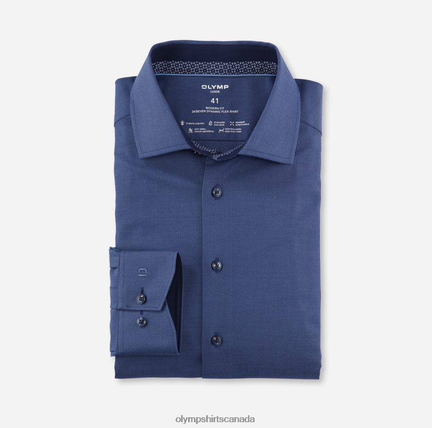 OLYMP Luxor 24/Seven Modern Fit, Business Shirt, Global Kent, Marine H2P42H1011 Clothing