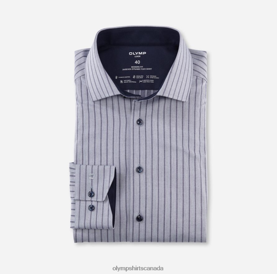 OLYMP Luxor 24/Seven Modern Fit, Business Shirt, Global Kent, Marine H2P42H1073 Clothing