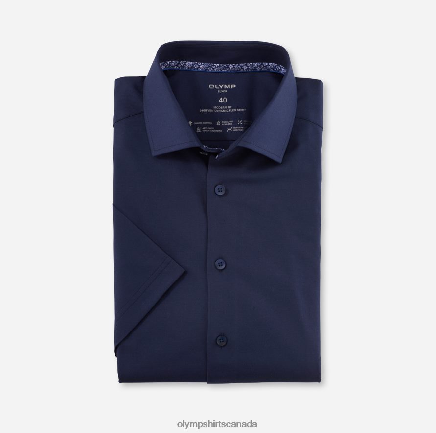 OLYMP Luxor 24/Seven Modern Fit, Business Shirt, Global Kent, Marine H2P42H1080 Clothing