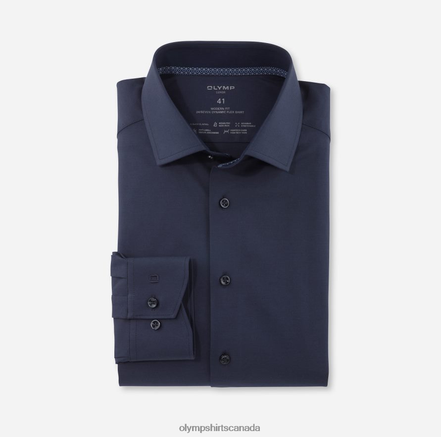 OLYMP Luxor 24/Seven Modern Fit, Business Shirt, Global Kent, Marine H2P42H1277 Clothing