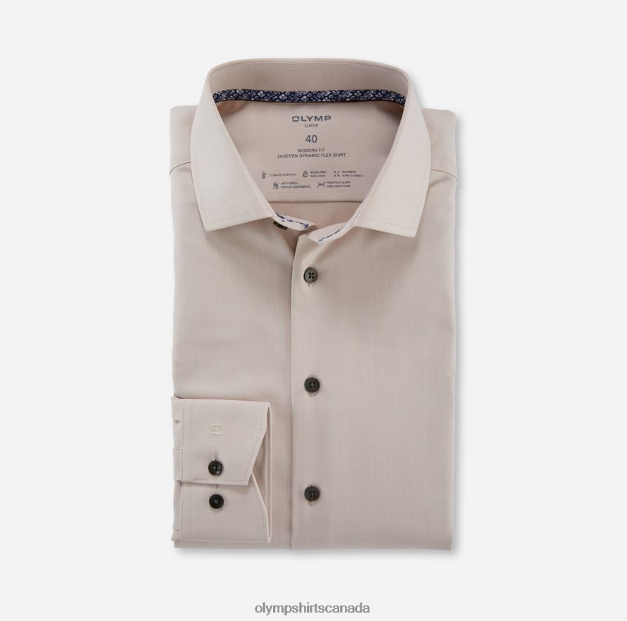 OLYMP Luxor 24/Seven Modern Fit, Business Shirt, Global Kent, Natural H2P42H1125 Clothing