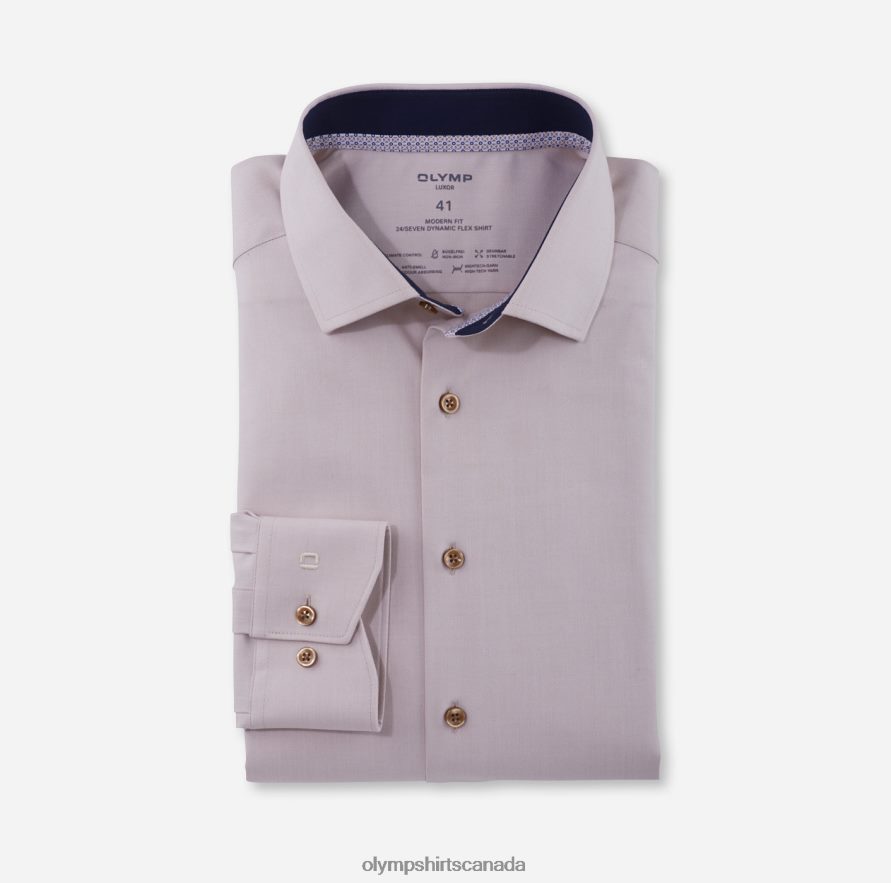 OLYMP Luxor 24/Seven Modern Fit, Business Shirt, Global Kent, Natural H2P42H1238 Clothing