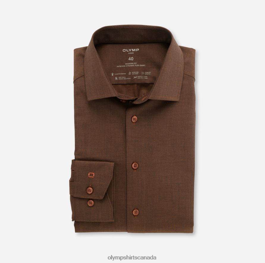 OLYMP Luxor 24/Seven Modern Fit, Business Shirt, Global Kent, Red Orange H2P42H1353 Clothing