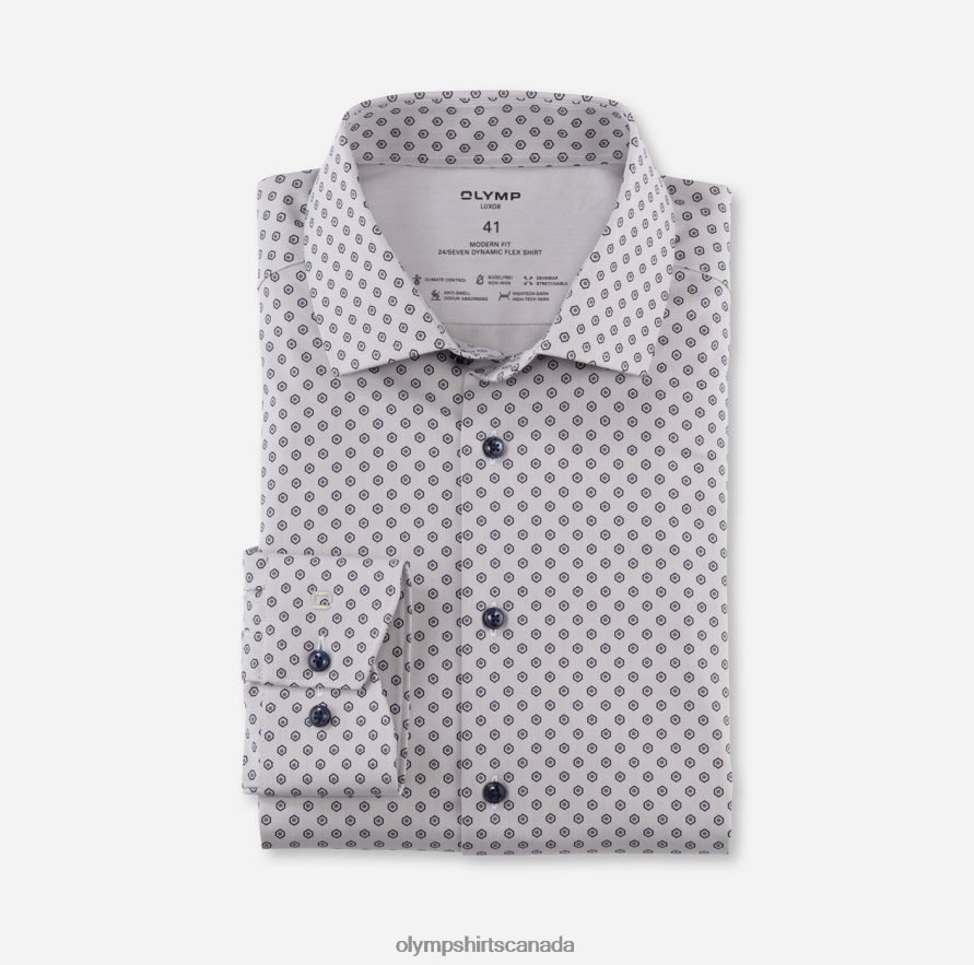 OLYMP Luxor 24/Seven Modern Fit, Business Shirt, Global Kent, Taupe H2P42H1076 Clothing