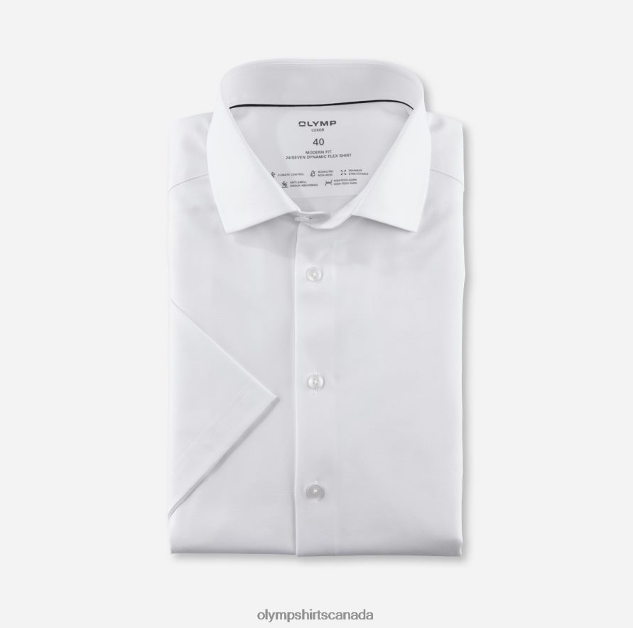 OLYMP Luxor 24/Seven Modern Fit, Business Shirt, Global Kent, White H2P42H1008 Clothing