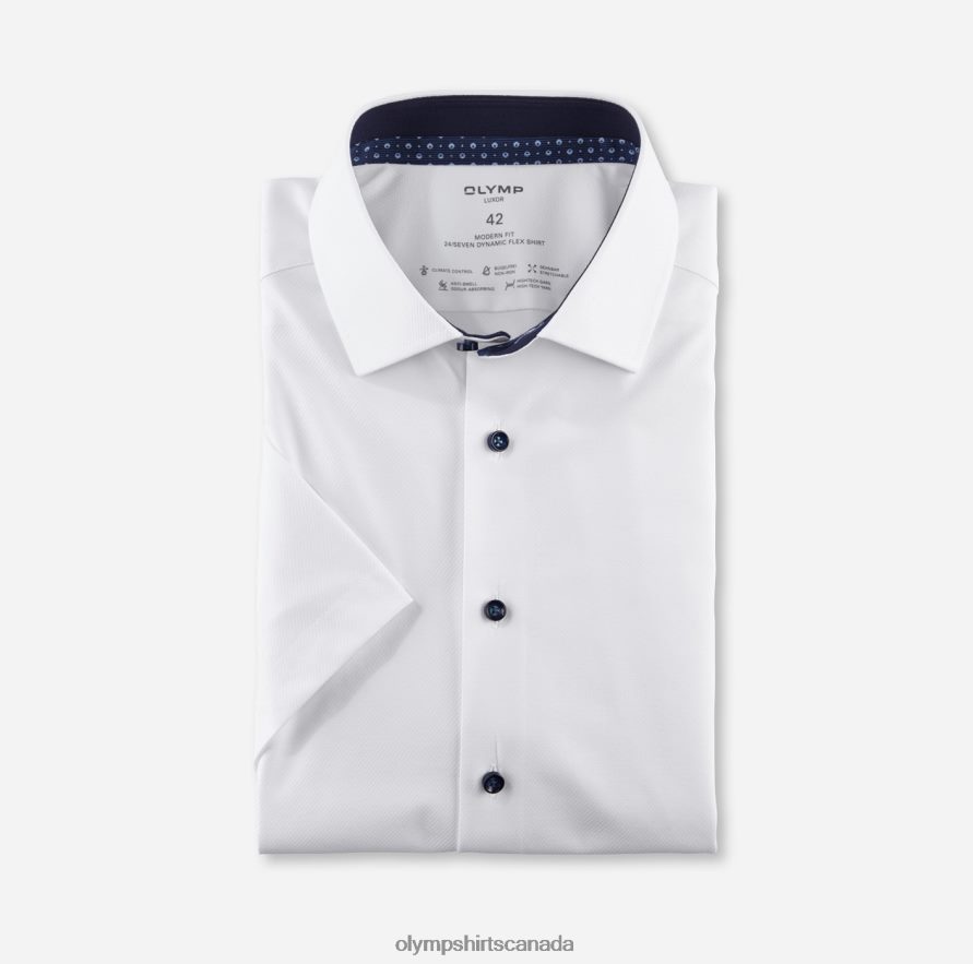 OLYMP Luxor 24/Seven Modern Fit, Business Shirt, Global Kent, White H2P42H1287 Clothing