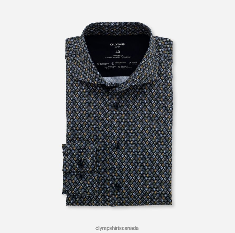 OLYMP Luxor 24/Seven Modern Fit, Business Shirt, Kent, Olive H2P42H1339 Clothing