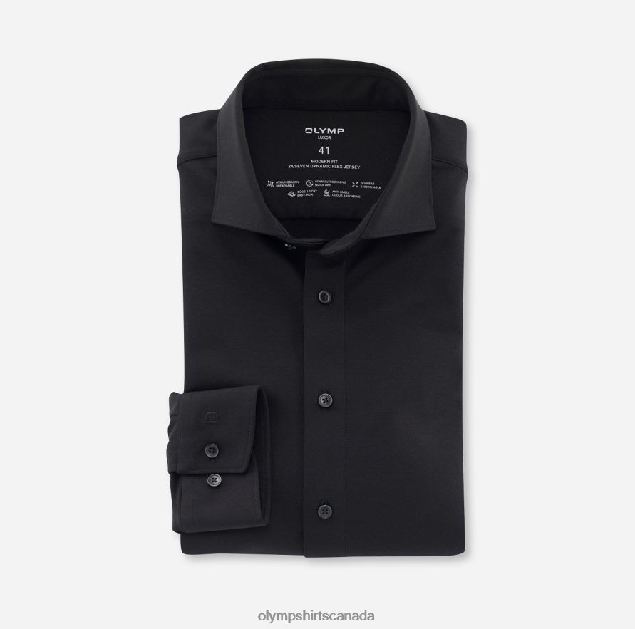 OLYMP Luxor 24/Seven Modern Fit, Business Shirt, Long Sleeve Extra Long, Kent, Black H2P42H1411 Clothing