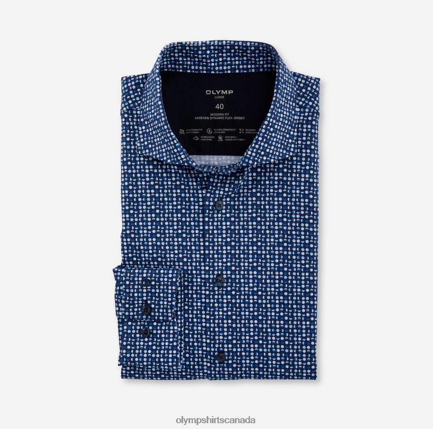 OLYMP Luxor 24/Seven Modern Fit, Business Shirt, Long Sleeve Extra Long, Kent, Marine H2P42H1416 Clothing