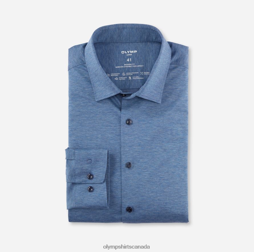 OLYMP Luxor 24/Seven Modern Fit, Business Shirt, Long Sleeve Extra Long, New Kent, Bleu H2P42H1403 Clothing