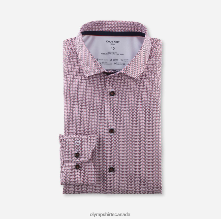 OLYMP Luxor 24/Seven Modern Fit, Business Shirt, Modern Kent, Red H2P42H1205 Clothing