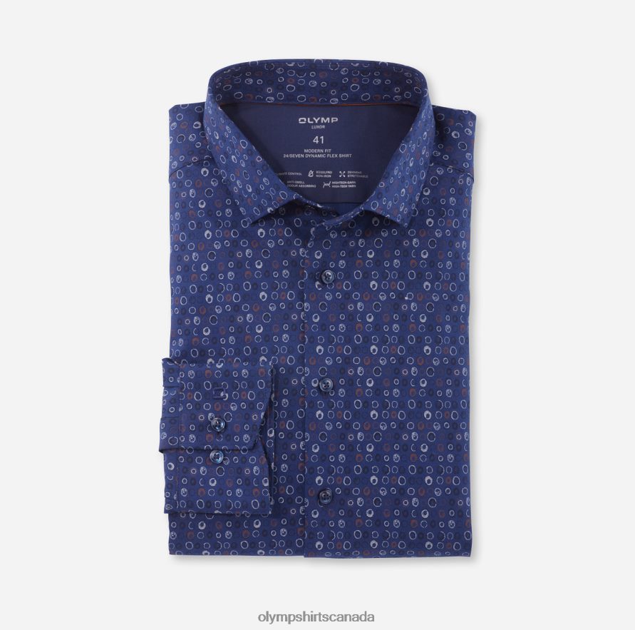 OLYMP Luxor 24/Seven Modern Fit, Business Shirt, Modern Kent, Reddish Brown H2P42H1288 Clothing