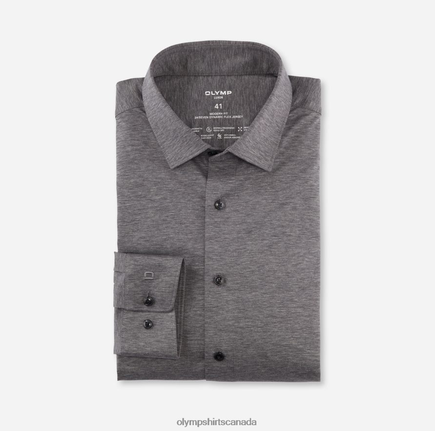 OLYMP Luxor 24/Seven Modern Fit, Business Shirt, New Kent, Anthracite H2P42H1012 Clothing