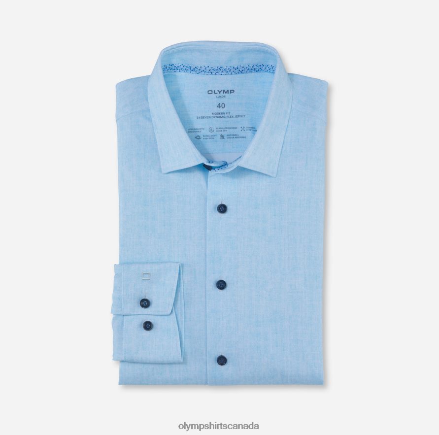 OLYMP Luxor 24/Seven Modern Fit, Business Shirt, New Kent, Aqua H2P42H1147 Clothing