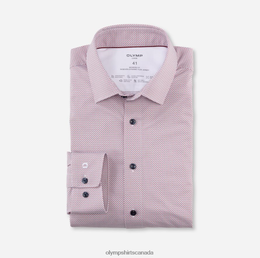 OLYMP Luxor 24/Seven Modern Fit, Business Shirt, New Kent, Dark Red H2P42H1122 Clothing