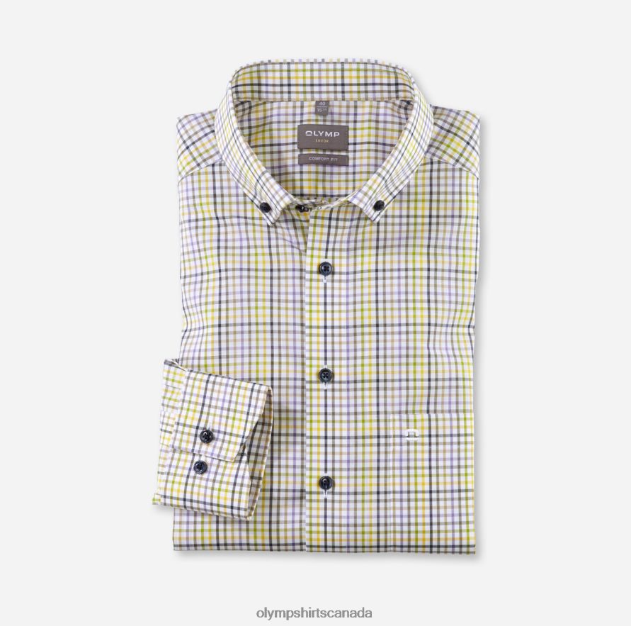 OLYMP Luxor Comfort Fit, Business Shirt, Button-Down, Lime H2P42H1481 Clothing