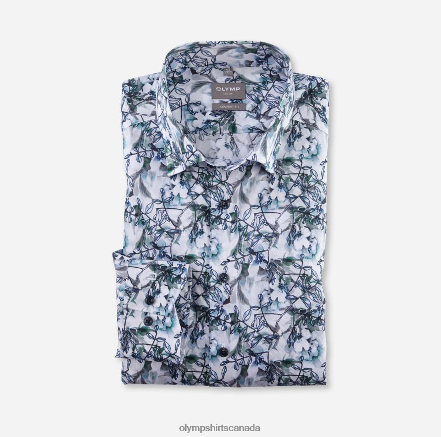 OLYMP Luxor Comfort Fit, Business Shirt, Under Button-Down, Aqua H2P42H1576 Clothing