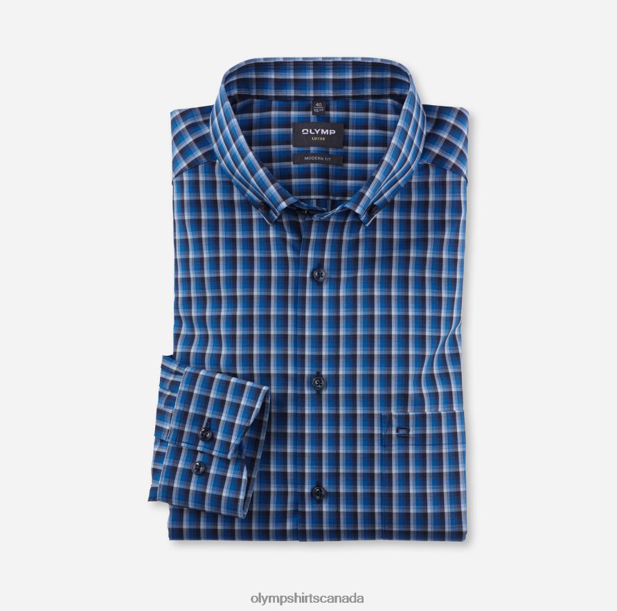 OLYMP Luxor Modern Fit, Business Shirt, Button-Down, Royal H2P42H1054 Clothing