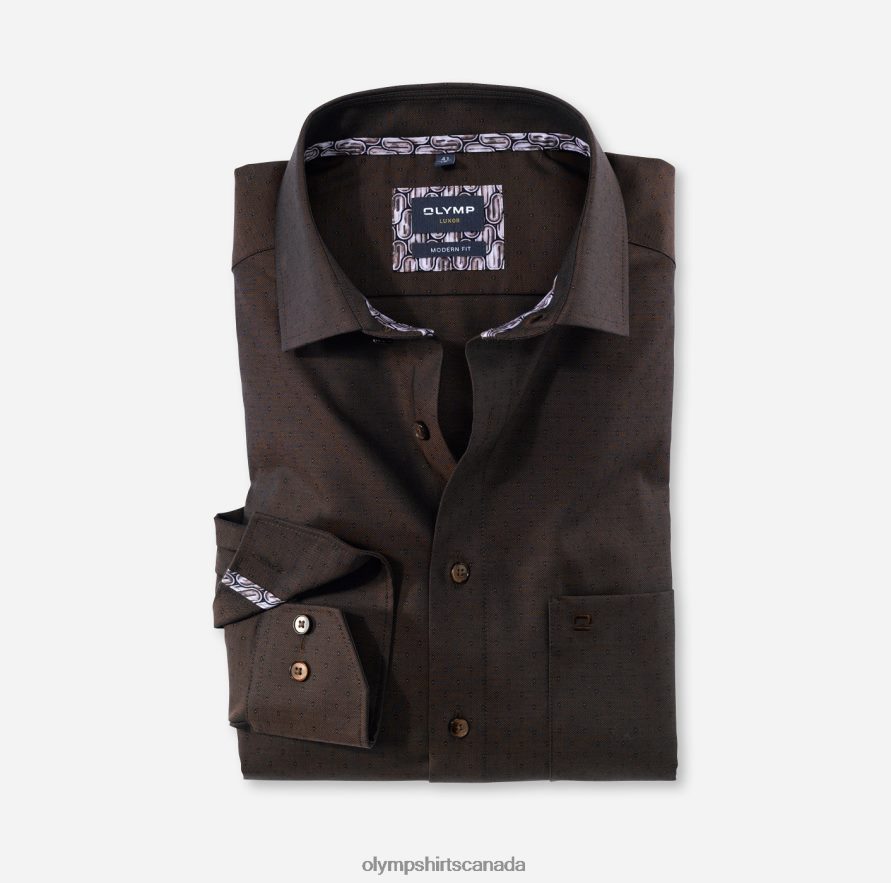 OLYMP Luxor Modern Fit, Business Shirt, Global Kent, Brown H2P42H1362 Clothing