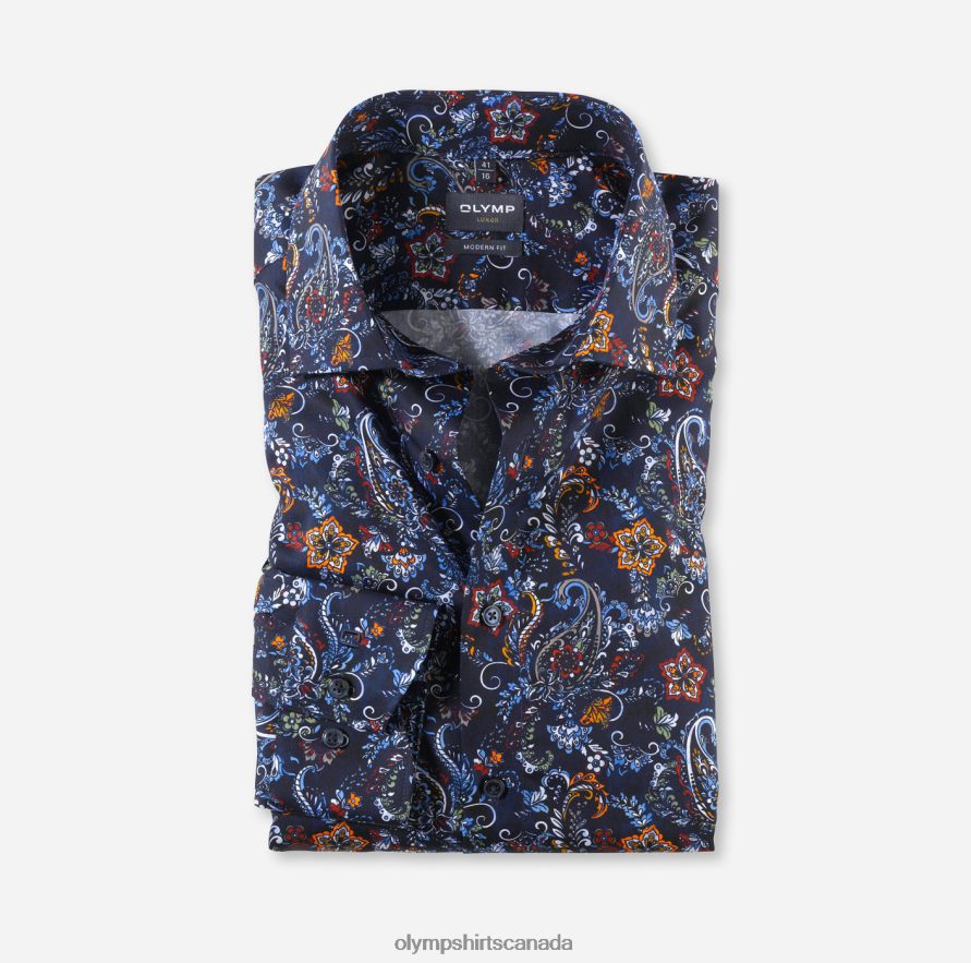 OLYMP Luxor Modern Fit, Business Shirt, Global Kent, Marine H2P42H1214 Clothing