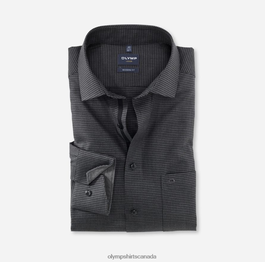 OLYMP Luxor Modern Fit, Business Shirt, Long Sleeve Extra Long, Global Kent, Black H2P42H1445 Clothing