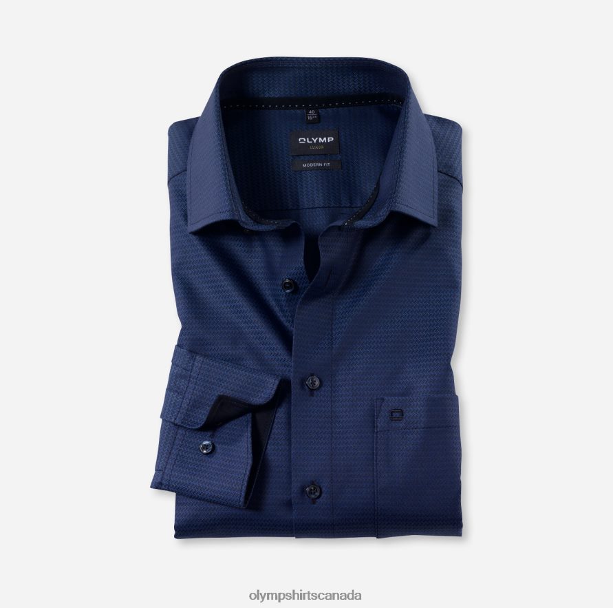 OLYMP Luxor Modern Fit, Business Shirt, Long Sleeve Extra Long, Global Kent, Marine H2P42H1415 Clothing