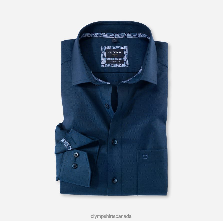 OLYMP Luxor Modern Fit, Business Shirt, Long Sleeve Extra Long, Global Kent, Marine H2P42H1441 Clothing