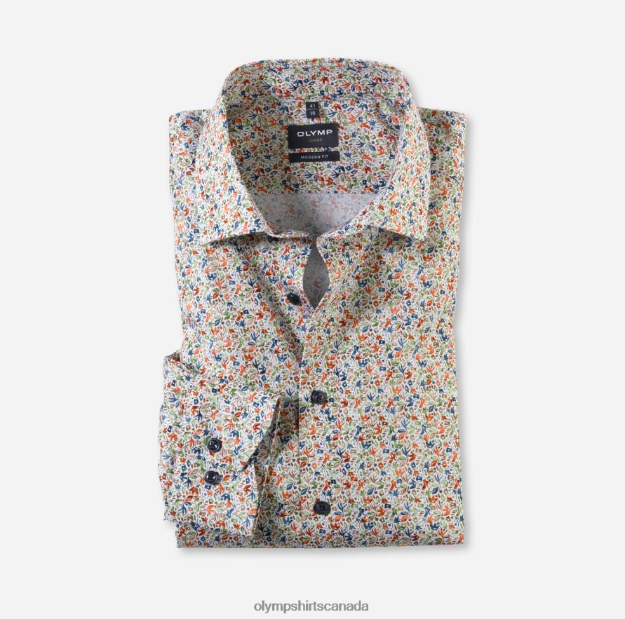 OLYMP Luxor Modern Fit, Business Shirt, Long Sleeve Extra Long, Global Kent, Orange H2P42H1446 Clothing