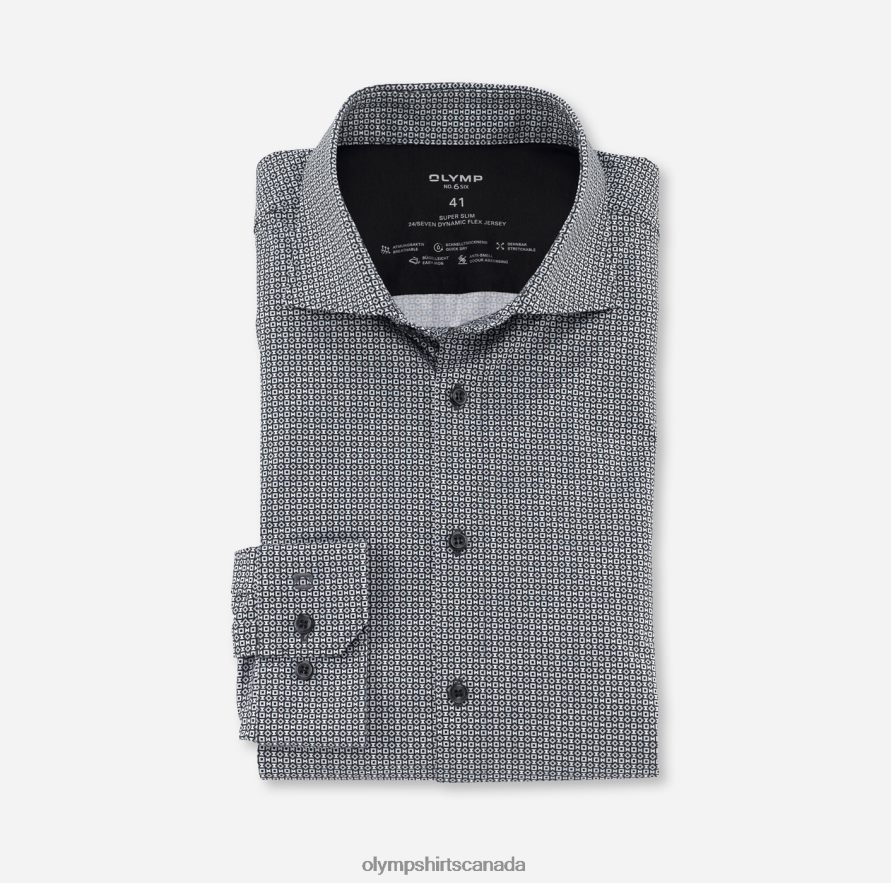 OLYMP No. Six 24/Seven Super Slim, Business Shirt, Kent, Black H2P42H14 Clothing