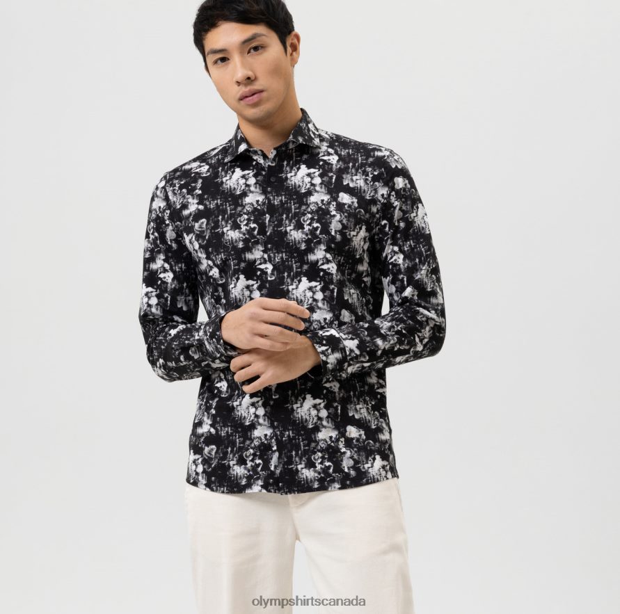 OLYMP No. Six 24/Seven Super Slim, Business Shirt, Kent, Black H2P42H171 Clothing