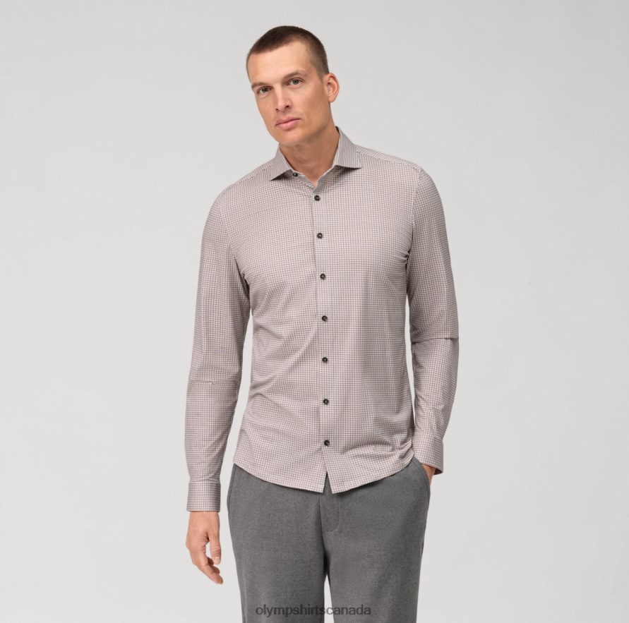 OLYMP No. Six 24/Seven Super Slim, Business Shirt, Kent, Dark Red H2P42H116 Clothing