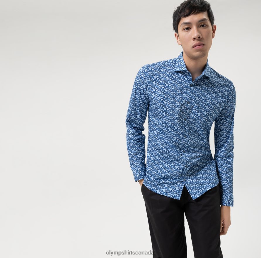 OLYMP No. Six 24/Seven Super Slim, Business Shirt, Kent, Marine H2P42H138 Clothing