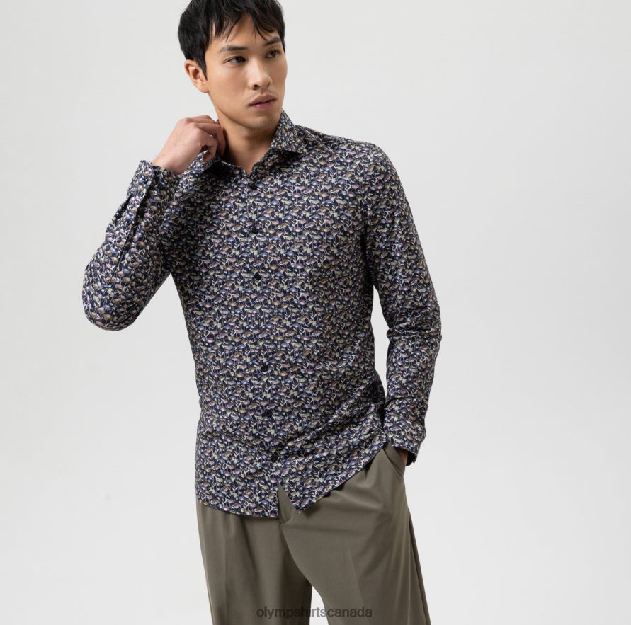 OLYMP No. Six 24/Seven Super Slim, Business Shirt, Kent, Marine H2P42H170 Clothing