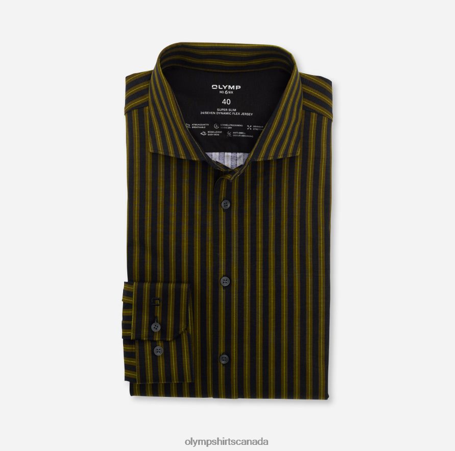 OLYMP No. Six 24/Seven Super Slim, Business Shirt, Kent, Olive H2P42H206 Clothing